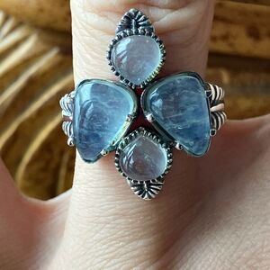 Genuine Aquamarine Sterling Silver Ring Size 7